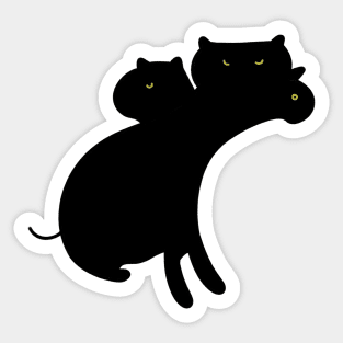 Black Three Headed Cat Sticker